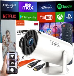 Zenwire R1 Mini Beamer 360 - Beamer - Mini Projector 360 - ANDROID 13 - WiFi 6 - Bluetooth 5.0 - 250 ANSI - HD 1280x720p ondersteunt FULL HD - Autokeystone 4D / Zoom - Home Cinema - Draagbaar - Voor IOS en Android - HDMI - USB - 36"-150" Scherm — thumbnail 1