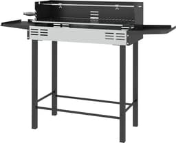 Houtskoolbarbecue BBQ-grill, verstelbaar rooster, 1 draaispit, 118 x 32 x 90 cm, Zwart + Zilver — thumbnail 2