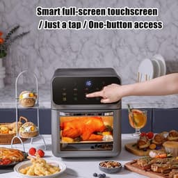 Luchtfriteuse Oven - Heteluchtfriteuse Combinatie - Gezond Koken - Dubbele Temperatuurzone - 15L - Zwart — thumbnail 5