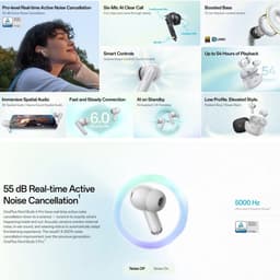 OnePlus Nord Buds 4 Pro - Draadloze Oordopjes - Bluetooth 6.0 - 54u Batterij - Active Noise Cancelling - Raven Black — thumbnail 3