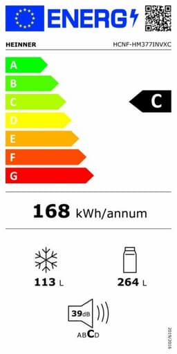 Heinner HCNF-HM377INVXC Koel-vriescombinatie 377 L – Full No Frost – Touchbediening met LED-display – Holiday-functie – Super-functie – RVS – 5 Jaar Garantie — thumbnail 2