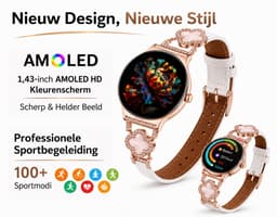 Hibousee Smartwatch voor Dames met Bluetooth Bellen, Gezondheid & Fitness Tracker – Stappenteller, Hartslagmeter, Slaapmonitor – iOS & Android - Incl 3 bandjes — thumbnail 3