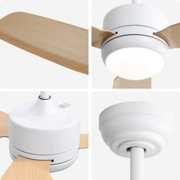 Plafondventilator Met Lamp - 3 ABS Bladen - Ø 46 inch - Dimbare lamp met 3 lichtstanden - 6 standen voor de windkracht - Met Afstandsbediening - LED's Light - Wit — thumbnail 2
