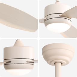 Plafondventilator Met Lamp - 3 ABS Bladen - Ø 46 inch - Dimbare lamp met 3 lichtstanden - 6 standen voor de windkracht - Met Afstandsbediening - LED's Light - Crèmewit — thumbnail 2
