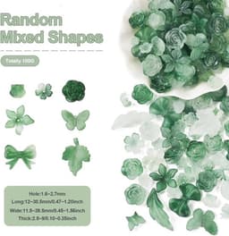 100 gram groene matte acryl kralen mix met bloemen, bogen, vlinders en bladeren voor het maken van unieke DIY sieraden en creatieve projecten — thumbnail 2