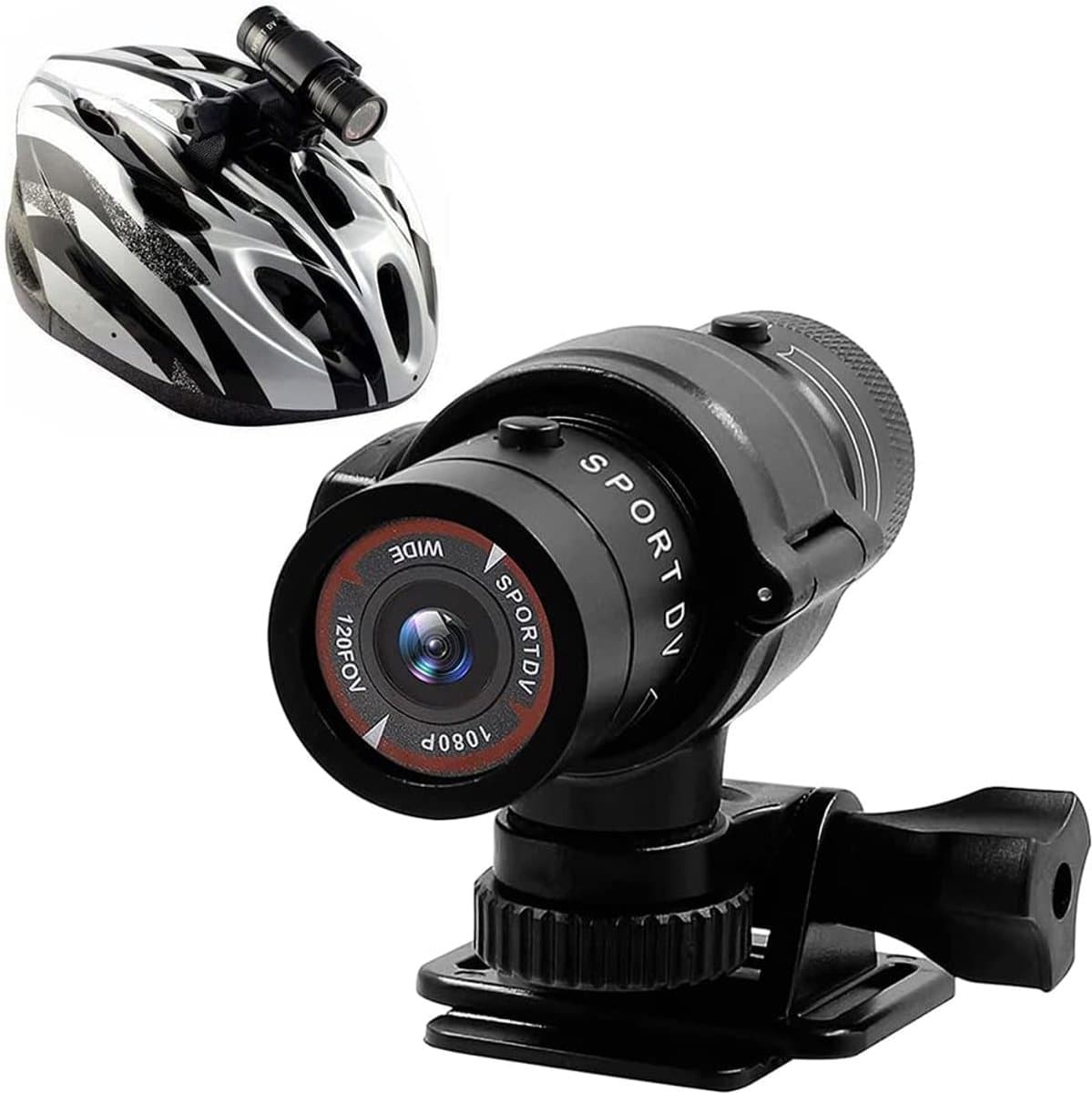 Mini Sportcamera voor Fiets – 1080p Full HD – Waterdichte Helmcamera – Ingebouwde Action Camera met Loopopname – Videocamera voor Reizen, voor Wielrennen — afbeelding 1