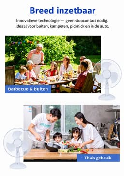 Zonne-energie Tafelventilator 30 cm (12 inch) | X-LUMIX X-Fan White | 15W Motor | 12W Zonnepaneel | 4000mAh Accu | Stil & Energiezuinig | Binnen & Buiten — thumbnail 5