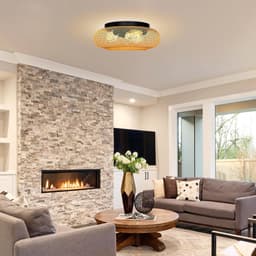 KZQ Plafondventilator met verlichting bamboe look 50cm transparante bladen met afstandsbediening — thumbnail 4