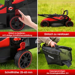 Accu Grasmaaier 21 V OUTIGO, maaibreedte 33 cm, tot 250 m², opvangbak 32 l, maaihoogte 25-65 mm, mulchfunctie, incl. 5,0 Ah accu — thumbnail 5