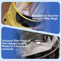 12 stuks KFI 487 filterzakken - vervanging voor Karcher WD4 WD5 WD5 Premium/ MV4 MV5 MV6 nat- en droogstofzuiger - 2.863-006.0 — thumbnail 4