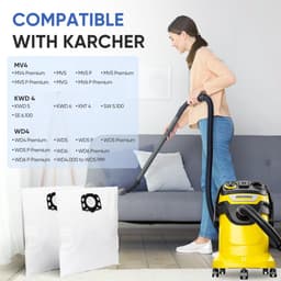 12 stuks KFI 487 filterzakken - vervanging voor Karcher WD4 WD5 WD5 Premium/ MV4 MV5 MV6 nat- en droogstofzuiger - 2.863-006.0 — thumbnail 3