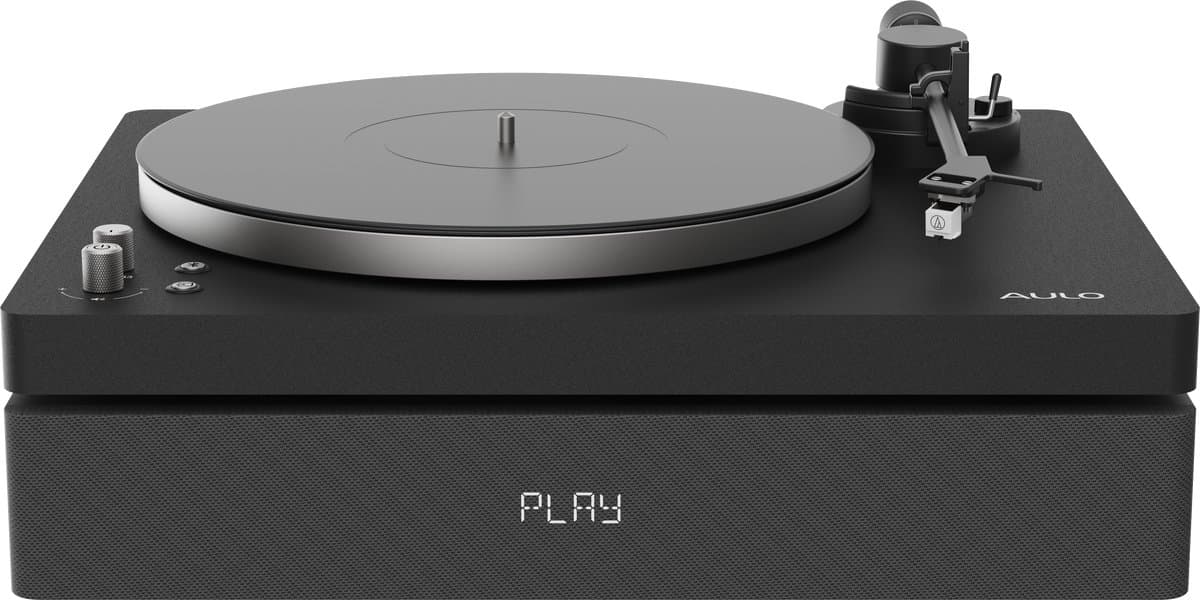 Aulo - Vinyl platenspeler met ingebouwde luidsprekers en subwoofer - Bluetooth - Duurzaam design in luxueuze zwarte afwerking — afbeelding 1