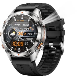 Knobbout Smartwatch 1.46" Scherm (3,7 cm) met Krachtige Zaklamp & UV Licht – 3ATM Waterdicht | Bluetooth Bellen | 515mAh Lange Batterij | Sport & Gezondheid Tracker | Full Metal Design - Zilver — thumbnail 1