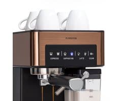 Klarstein Koffiemachine Espresso Pistonmachine met Melkopschuimer, 1,8 L Mini Espressomachine met Piston, 20 Bar Compacte RVS , 1350 W Koffiemachine voor Cappuccino, Latte en Espresso - Stoompijpje Touch LED - Coffee Machine