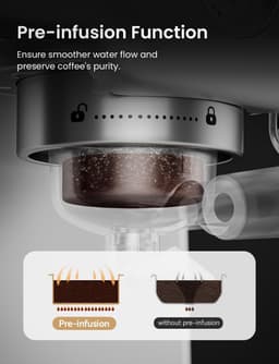 Espressomachine 15 Bar met Melkopschuimer – RVS Zeefdrager Koffiemachine met Manometer, 1.8L Watertank & Barista Kit — thumbnail 5
