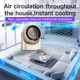KZQ Bureauventilator – Stille werking – 100 instelbare snelheden – LED-display – Oplaadbaar – 180° groothoek-luchtstroom – 1200 mAh draagbare ventilator – Ideaal voor kantoor, slaapkamer, woonkamer en keuken – Beige — thumbnail 3