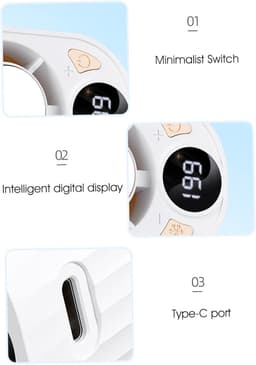 Draagbare airco voor auto, draagbare airco voor auto, clip-on ventilator met halfgeleiderkoeling - 199 snelheidsinstellingen, digitaal display, handsfree ventilator buiten, taille, rugzak — thumbnail 5