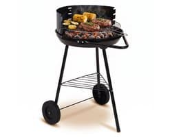 Cheqo® Houtskoolbarbecue - Houtskool Barbecue - BBQ - Houtskool BBQ - Barbecue op Wielen - Verrijdbare Barbecue - Ronde Barbecue - Half Open Barbecue - Tuinbarbecue - Barbecue met Windscherm - Staande Barbecue - Kolenbarbecue - Houtskool Grill
