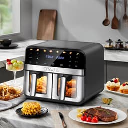 uJOY Airfryer - Met dubbele mand - 8 automatische programma’s - Veilig in gebruik - Antiaanbaklaag - Instelbare temperatuur (80°C – 200°C) — thumbnail 1