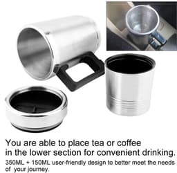 Dailygoody - Kettle - Reislade - 350ml en 150ml - Elektrische Koffie en Thee - Voor onderweg - 12V — thumbnail 4