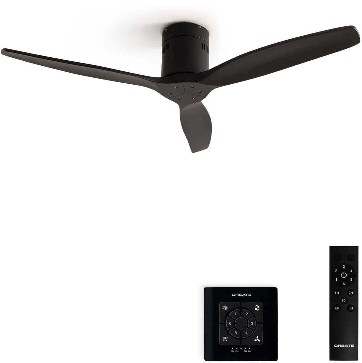 CREATE - Plafondventilator 40W silent 100% hout - S - Geen licht - Controller voor wandmontage - WIND CALM NATURAL WOOD — afbeelding 1