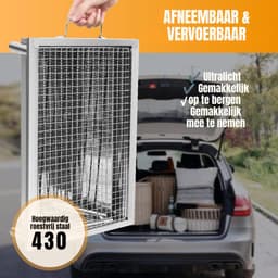 Florixa® Tafel Bbq Houtskool - Weber Bbq -Boretti Bbq - Houtskool - Zilver - 28cm x 40cm x 22cm — thumbnail 2