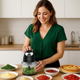 Keuken Chopper - Mini Hakker - Ingrediënten Voorbereiden - 2 Snelheden - 500ml Reservoir - Zwart — thumbnail 3