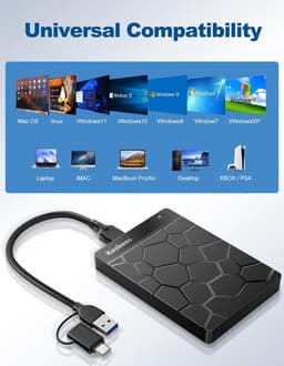 Externe Harde Schijf - Draagbare Opslag - Bestanden Opslaan - Plug and Play - 1 TB - Zwart — thumbnail 3