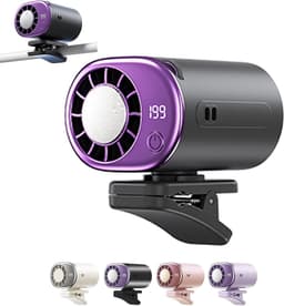 VHV - Ventilator - Tafelventilator - Mini ventilator - Clip ventilator - Met LED-display - Clip-on Airconditioner voor in de auto - Mini-koelsysteem voor auto's - 360° draaibaar - Verstelbaar - 199 snelheden - Grijs — thumbnail 1