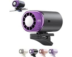 VHV - Ventilator - Tafelventilator - Mini ventilator - Clip ventilator - Met LED-display - Clip-on Airconditioner voor in de auto - Mini-koelsysteem voor auto's - 360° draaibaar - Verstelbaar - 199 snelheden - Grijs