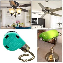 Plafond Ventilator Schakelaar - Trekketting Schakelaar - Snelheidsregeling Ventilator - 3 Snelheden 4 Draden - 3 Delig - Groen Koper — thumbnail 3