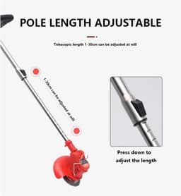 Draadloze grasmaaier - Elektrische trimmer - Gazon onderhoud - Inclusief accu - 95-125 cm verstelbaar - Rood — thumbnail 2