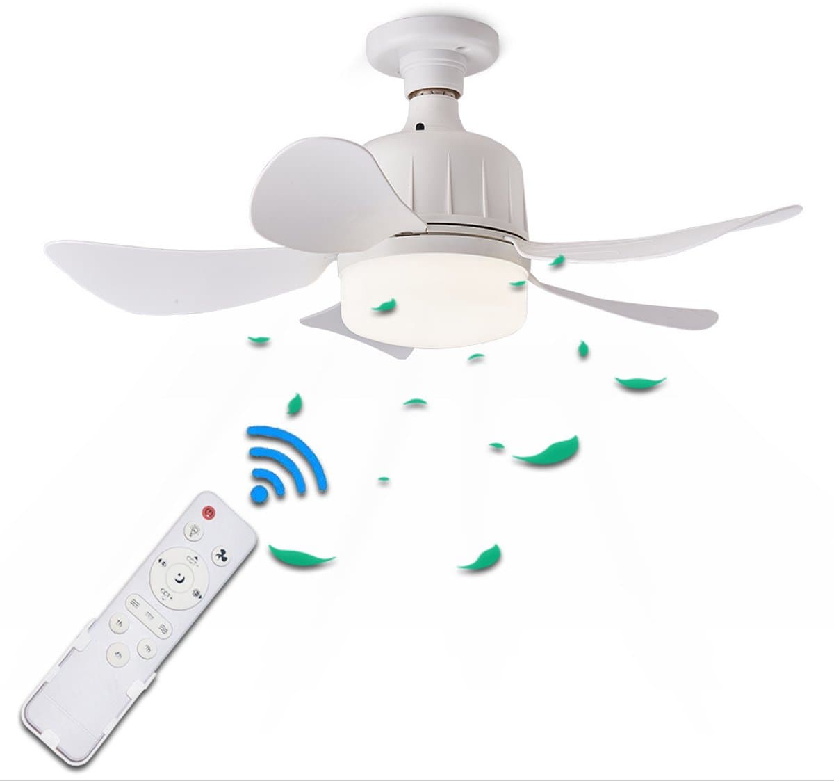 Plafondventilator met verlichting en afstandsbediening - 3 lichtstanden - Perfect voor thuis, restaurant en kantoor (Afmetingen: 120x115x180mm) — afbeelding 1