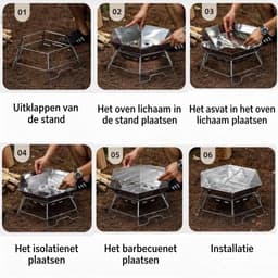 Meedeer Campinghoutkachel-Opvouwbare buitenkachel-draagbare-Ruitvormig barbecue-Camping Kooktoestel-RVS-Hittebestendig-voor vreugdevuur en picknick — thumbnail 3
