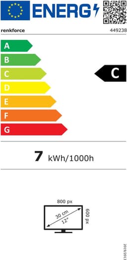 LCD-bewakingsmonitor 30.48 cm 12 inch Renkforce 449238 Energielabel: B (A - G) 800 x 600 pix Zwart — thumbnail 2