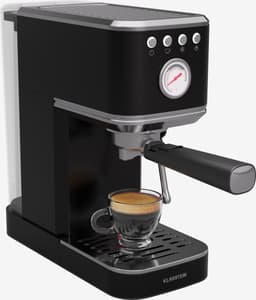 Klarstein Steelpresso Slim Portafilter Machine - 20 Bar - 1350 W - 1.2 Liter Watertank - Stoompijpje - Roestvrijstalen behuizing - Compact - Zwart — thumbnail 1