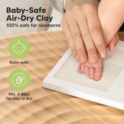 Baby handafdruk en voetafdrukset, gipsafdruk baby hand en voet voor pasgeborenen, handafdruk baby fotolijst, voetafdruk baby gipsafdruk set, baby douche baby afdruk (Alpine White) — thumbnail 4