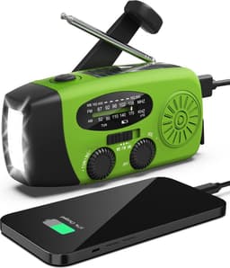Radio Op Batterijen (Accu) Voor Rampen - Radio Opwindbaar - Noodradio - Noodradio Solar Opwindbaar - Multifunctionele Noodradio - Survival Radio - Zaklamp / Powerbank - Noodpakket - Noodrantsoen - Voor Rampen - Voor Camping - Draagbare Radio - Groen — thumbnail 1