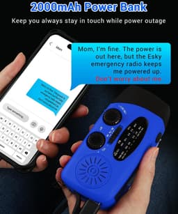 Radio Op Batterijen (Accu) Voor Rampen - Radio Opwindbaar - Noodradio - Noodradio Solar Opwindbaar - Multifunctionele Noodradio - Survival Radio - Zaklamp / Powerbank - Noodpakket - Noodrantsoen - Voor Rampen - Voor Camping - Draagbare Radio - Blauw — thumbnail 4