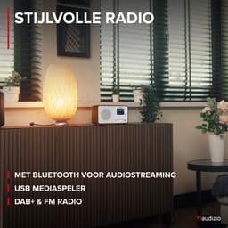 DAB radio - Audizio Avio DAB radio met Bluetooth - DAB+ - FM - USB en AUX - 20 voorkeurszender - Wit — thumbnail 2