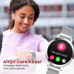 Golden Sound AMOLED Smartwatch Dames - 3 extra bandjes - Geschikt voor elke laptop en smartphone - Stappenteller - Slaapmonitor - Saturatiemeter - 42mm - Zilver — thumbnail 4