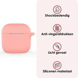 Hoes - Geschikt voor Apple AirPods 4 / 5 - Siliconen Hoesje met Clip - Silicone Case Cover - Lichtroze — thumbnail 3