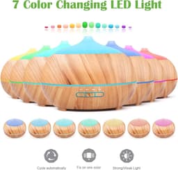 Aroma Diffuser en Luchtbevochtiger met Afstandsbediening 500 ml – Ultrasone Aromatherapie voor Grote Ruimtes — thumbnail 2