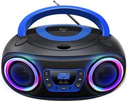 Denver Draagbare DAB Radio CD Speler Kinderen - Bluetooth - Lichteffecten - Boombox - AUX - FM - TDB212BLUE