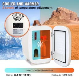 Trovado Minikoelkast - 4L/6 Blikjes - 2 in 1 kleine koelkast - Koel- en verwarmingsfunctie - Compacte drankkoelkast 9 V DC / 220 V AC voor kantoren en slaapkamer - Drinken - Cosmetica - Wit — thumbnail 4