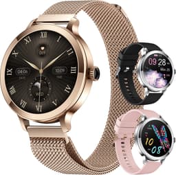 Golden Sound AMOLED Smartwatch Dames - 3 extra bandjes - Horloge dames - Geschikt voor elke laptop en smartphone - Stappenteller - Slaapmonitor - Saturatiemeter - 42mm — thumbnail 1