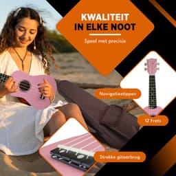 Finesse Ukelele - Starterset - 21" - Ukulele - Kind - Muziekinstrument - Roze — thumbnail 2