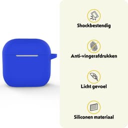 Hoesje Geschikt voor Apple AirPods 4 / 5 - Siliconen Hoes met Clip - Silicone Case Cover - Blauw — thumbnail 3