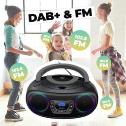 Denver Draagbare DAB Radio CD Speler Kinderen - Bluetooth - Lichteffecten - Boombox - AUX - FM - TDB212GREY — thumbnail 3
