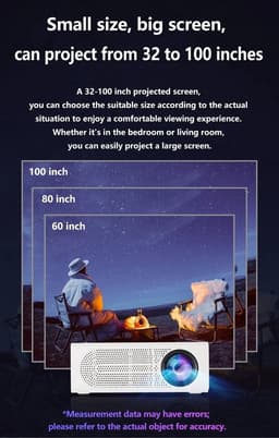 Botec Draagbare Mini Projector - kleine beamer - klein projectieapparaat - filmavonden en presentaties - projectiegrootte 61 cm - 254 cm — thumbnail 4